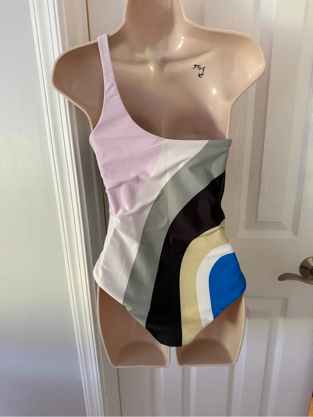 Mara Hofmann One-Shoulder Swimsuit Sage multi Pink, White, Black, Blue small New
